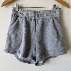 Women's Gray Lounge Sleep Sweat Stretchy Shorts High-Rise w/ Pockets - Medium